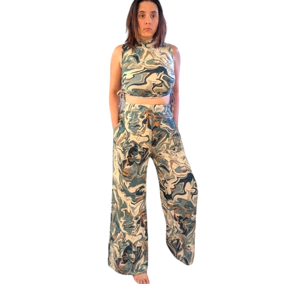 ENTRO Retro Inspired Pant and Crop Top Set ~ NWT - Picture 1 of 11